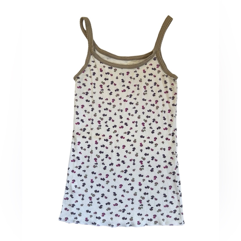 Vintage Y2K Purple Mushroom Print Fitted Cotton Tank Top Fairycore Grunge Small